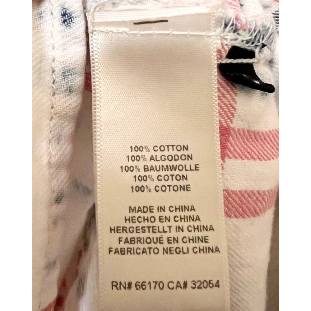 Anthro CLOTH & STONE Plaid Button Front Shirt Faded Red White Blue Roll Tab S - Picture 7 of 7